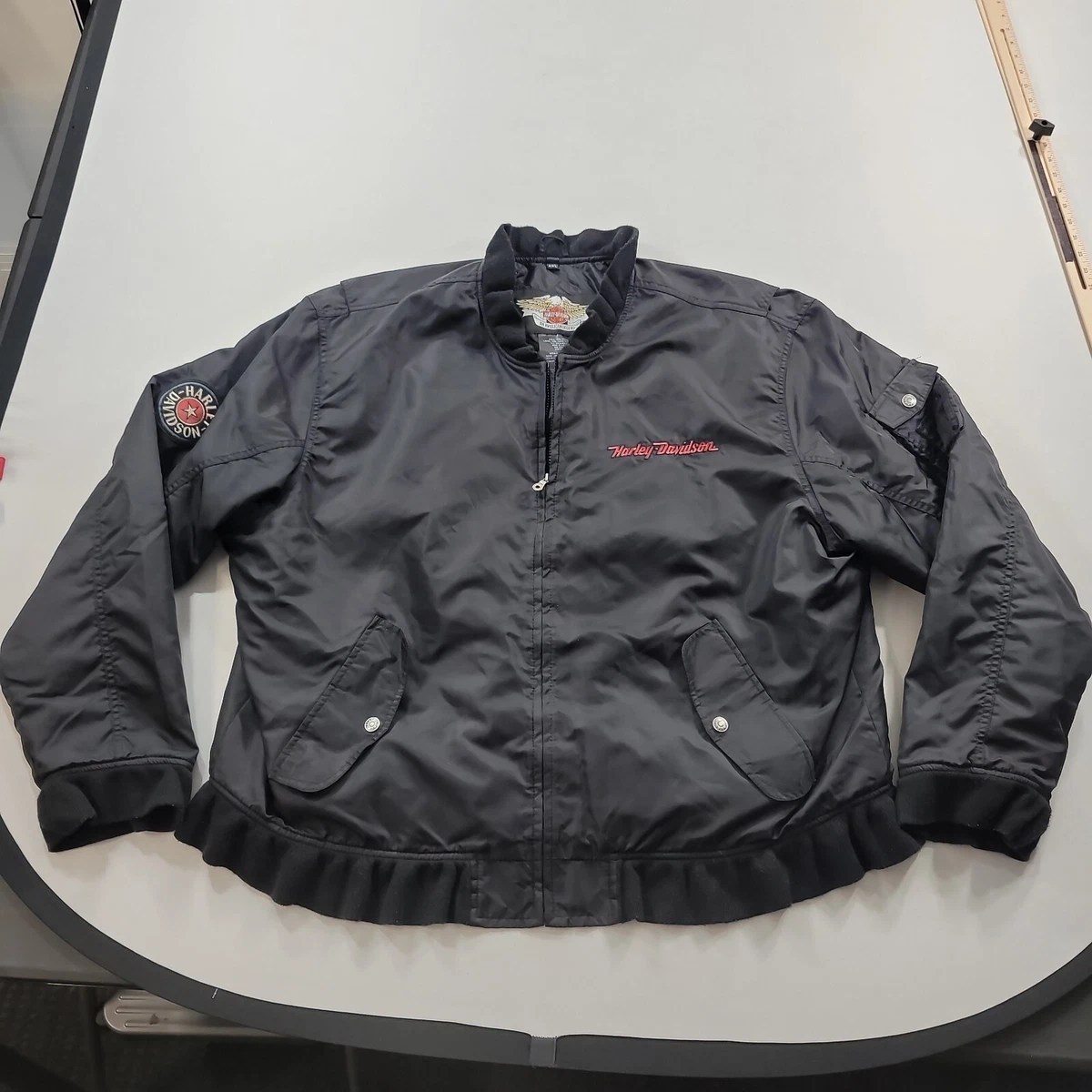 Harley Davidson Motorcycle Jacket Mens 4XL Big Tall Black Nylon