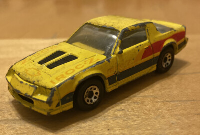 Vintage 1985 Matchbox Yellow CAMARO IROC-Z28 1 63 Hood Opens Coupe