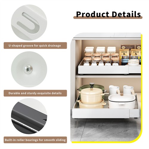 Pull Out Cabinet Organizer Expandable Heavy Duty Slide Out Drawer Storage Shelf - Picture 14 of 33