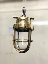 Vintage Brass Wiska Pendant Light Maritime Cargo Ship Salvage Hanging Fixture