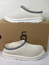 UGG Youth Size 1 EU 32.5 White Suede Tasman II Lined Slippers House Shoes AJ-524