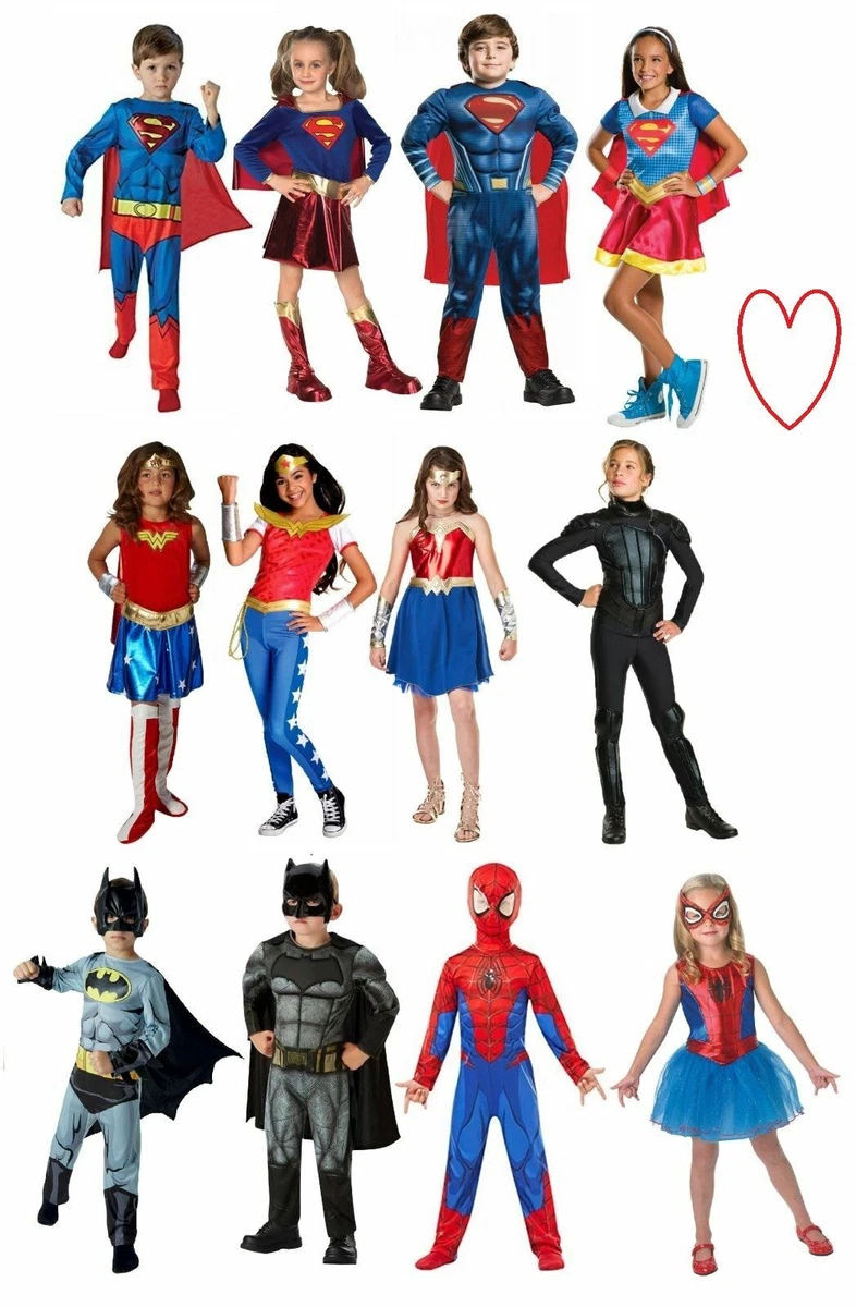 Boys Girls Superhero Fancy Dress Childrens Costume Book Week Day