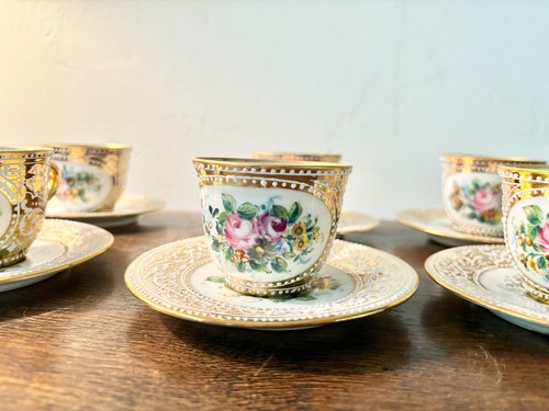 Vintage 1960's French Le Tallec Set of 6 Demitasse Coffee Cup Saucer Duos France - Picture 2 of 18