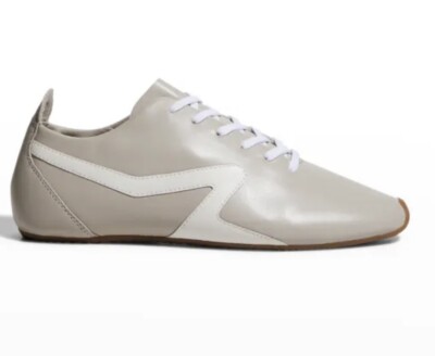 RAG & BONE Slim Very Soft Light Gray & White Leather Lace Up Sneakers EU 41#WP