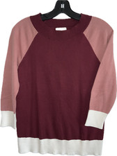 Loft Outlet Women's Cotton Blend Knit Sweater 3/4 Sleeve Multicolor Size XS
