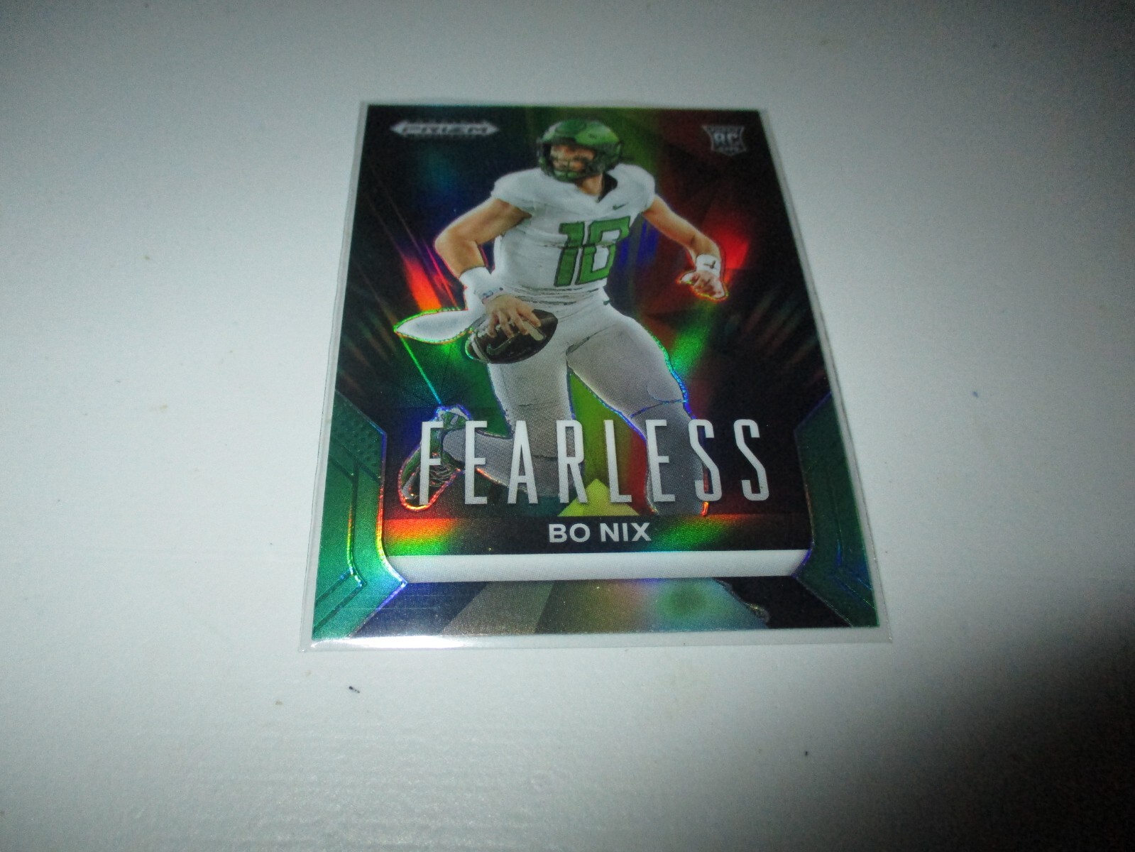 Bo Nix 2024 Panini Prizm Draft Picks Fearless Green RC #F-BN