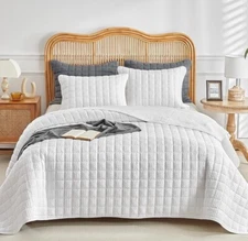  Waffle Weave Quilt Set King Size, Soft Lightweight Summer Classic Checkered 