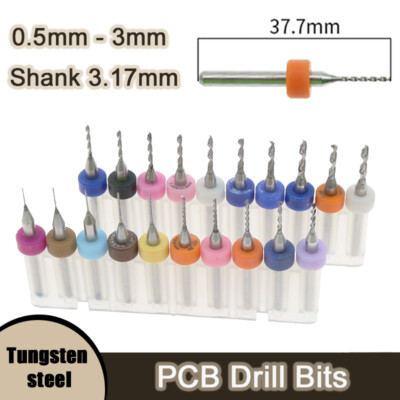3.17 Schaft Miniatur PCB-Bohrer Hartmetall Bits Gravur Metallbohrer 0,5mm-3mm