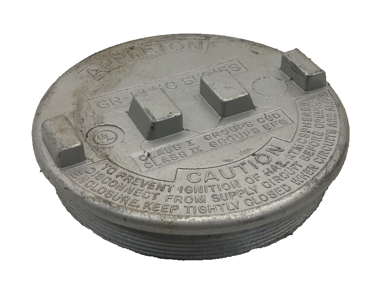 GRK1 APPLETON ALUMINUM COVER FOR ROUND CONDUIT OUTLET BOX 3.38 INCH