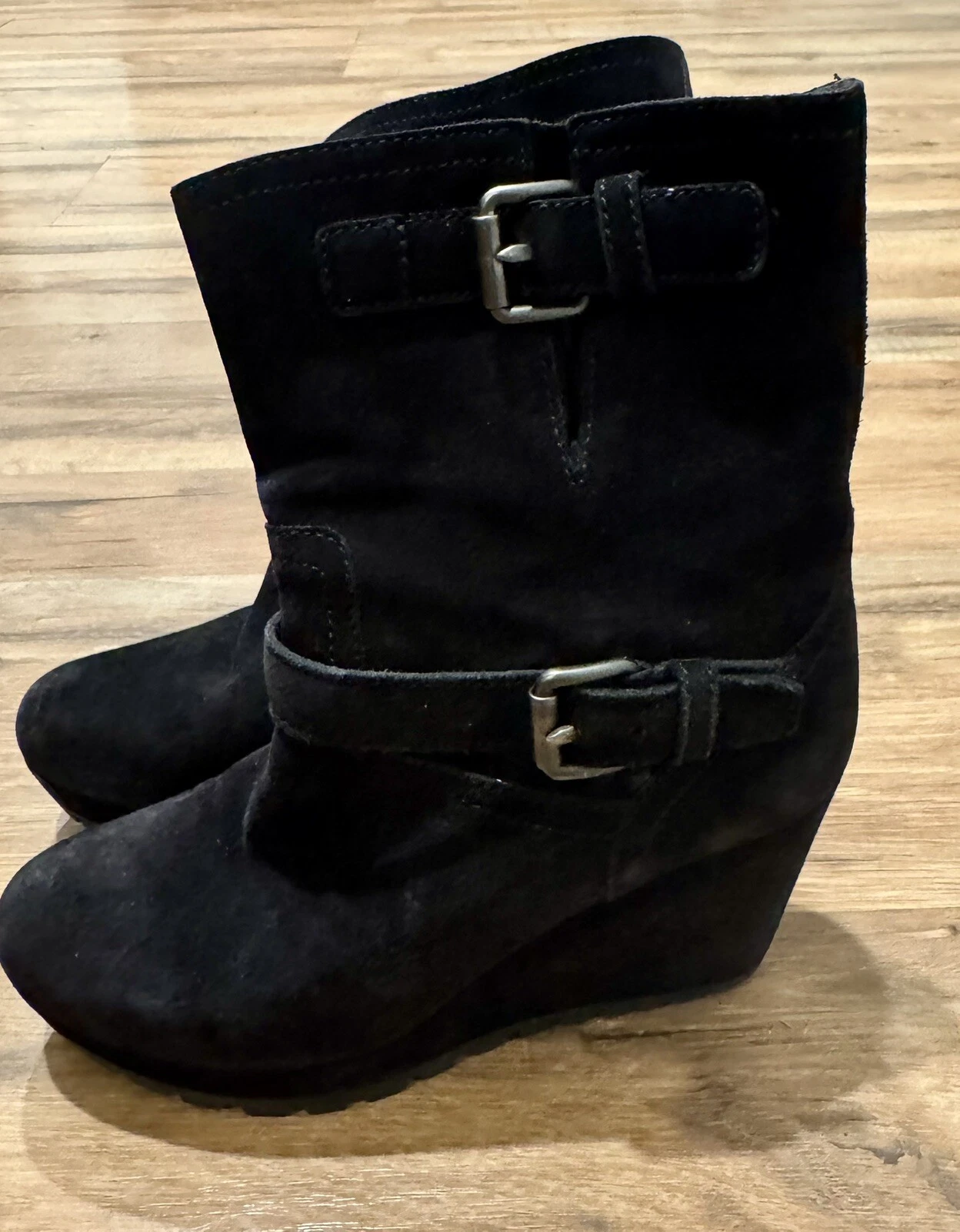 Stivali Prada con zeppa scamosciata doppia fibbia taglia 37 (US7)