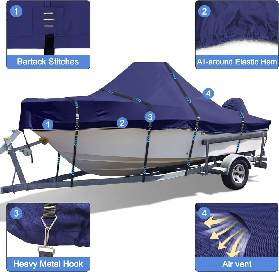 900D Center Console Boat Cover Waterproof Anti-UV Heavy Duty Boat Cover - Image 4 of 4