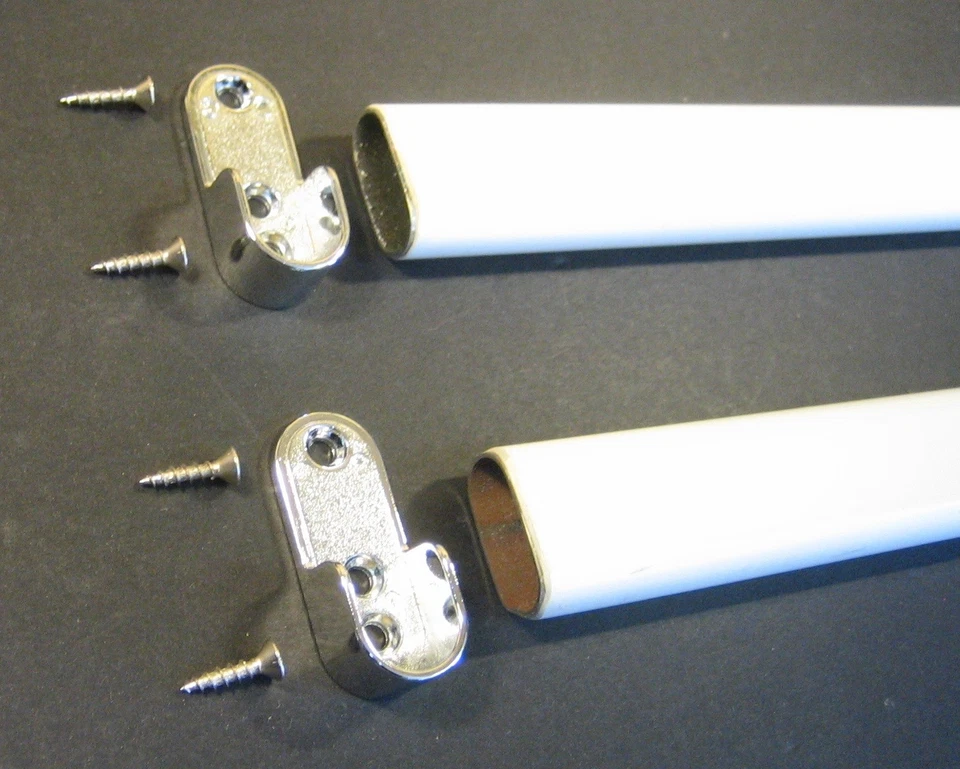 OVAL WARDROBE TUBE, STEEL, WHITE VINYL CLAD, 12" LENGTH WITH FLANGES AND SCREWS - Image 2 of 2