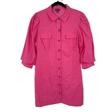 Vince Camuto Large Floral Eyelet collared dress pink size 14