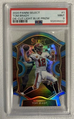 (MA6) 2020 PANINI SELECT TOM BRADY DIE CUT LIGHT BLUE PRIZM PSA 9 MINT