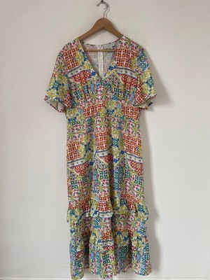 Never Fully Dressed Kleid Größe 16 V-Stufe Rüschen Midi Maxi Eis Zitrone Muschel