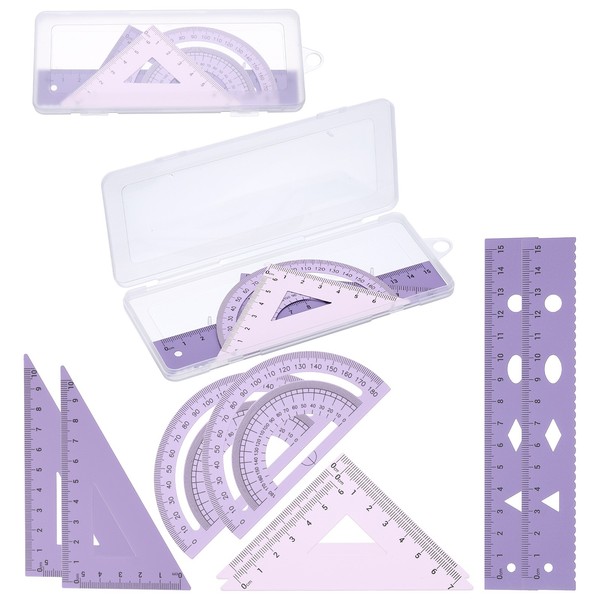 Geometrie-Set 2Er-Pack 15Cm Lineal FüR 4 Dreiecke Winkelmesser Lila-image