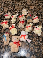 14 Piece Lot 3 1/2" Jointed Plush Teddy Bear Ornaments