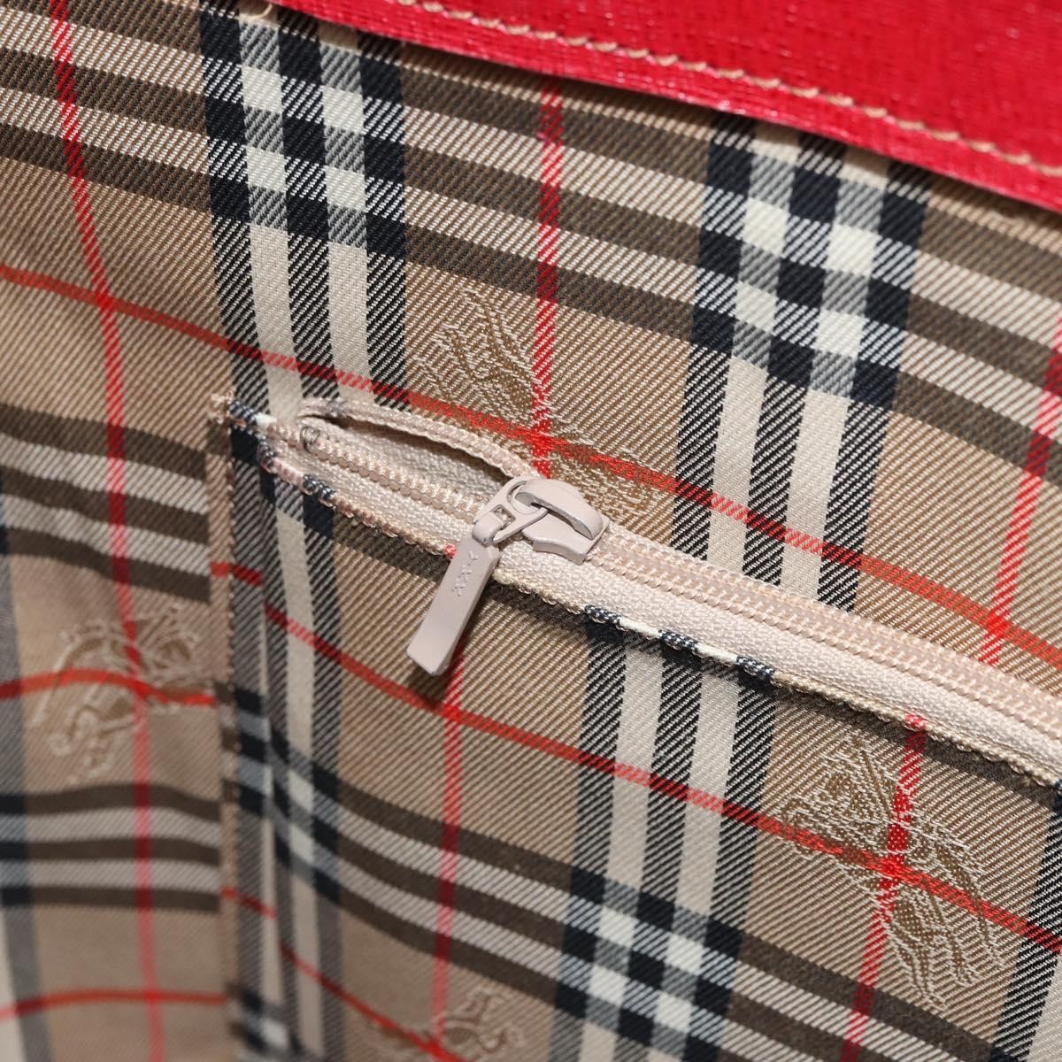 Burberrys Tote Bag Leather Red Gold Auth ka1838 thumbnail 19