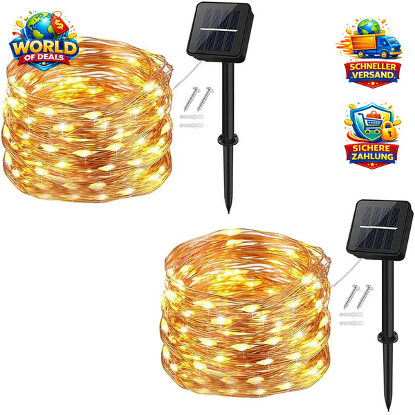 Solar Lichterkette AußEn 120LED 12M Wasserdicht 8 Modus Kupferdraht Warmweiß 2-image