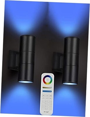 Exterior Double Up Down Outdoor Wall Lights,Mi.Light Remote Control RGB Color 2