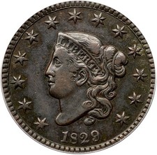 1829 N-1 R-3 ANACS VF 30 Matron or Coronet Head Large Cent Coin 1c