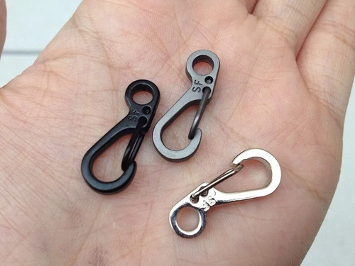 10Pcs X-Small CARABINER CLIPS Clip Keyring SNAP HOOKS 25cm BLACK, GREY, SILVER* - Picture 5 of 14