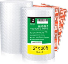 wanguagua 2 Pack 12 Inch x 72 ft Total Bubble Packing Wrap for Moving Boxes Ship