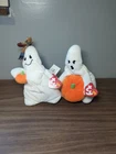 VTG 2004 Pair / Set of 2 TY Beanie Babies ~ Halloween Ghosts Ghoul & Ghoulianne