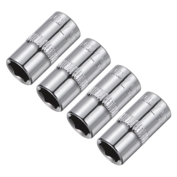 4 StüCk 1/4-Zoll Antrieb 7Mm 6-Punkt Kurze Stecknuss, Metrisch, Stahl-image