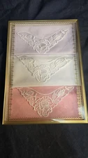 Unused Set of 3 Vintage Hankies Original Box Lavender, White, Pink