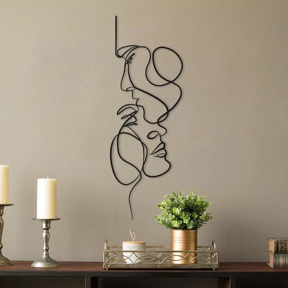Meatal Line 1X(Metal Wall Art Minimalist Face Lines Wall Hanging Decoration ...