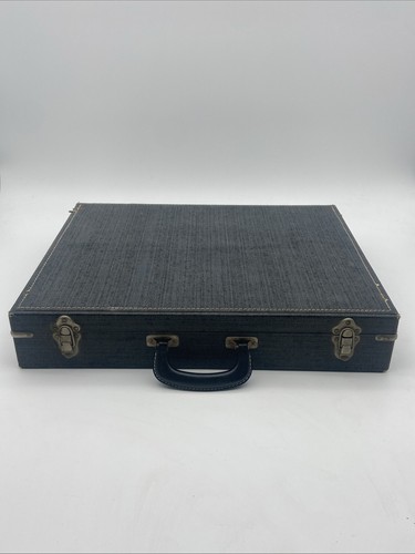 Vintage Black Luggage Suitcase Eagle Lock CO USA Terryville Conn 21x16x4”