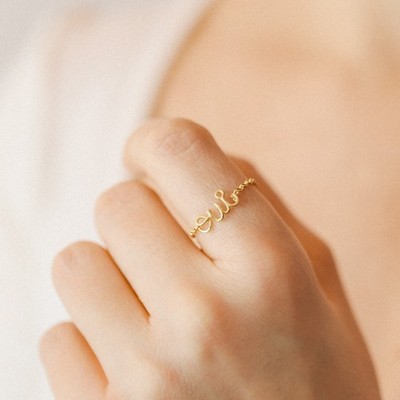 Personalisierte Initialen Ring zwei Buchstaben individuell verstellbar Geschenk für sie