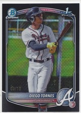 DIEGO TORNES #/10 2025 BOWMAN CHROME BLACK REFRACTOR 1ST RC #BCP-214 ROOKIE RARE