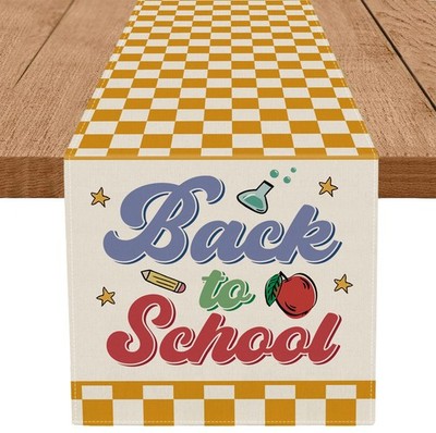 Back to School Table Runner Books Pencil Bufflo Plaid Table Runners Students ...
