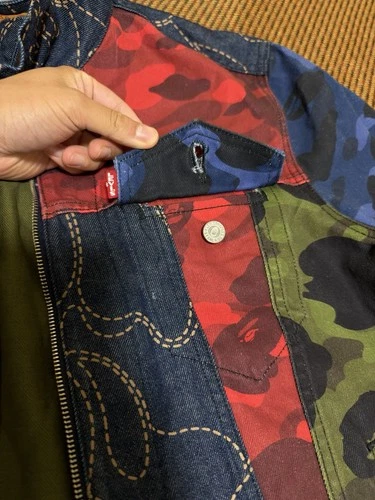 BAPE x Levi’s SS21 Multicolor Camo Denim Trucker Jacket Men’s Size Medium image 5