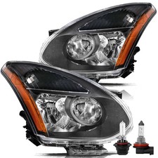 Halogen Headlight for 2008-2015 Rogue Rogue Select Black Housing Set with Bulbs