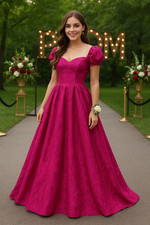 VNTG 1980s Loralie Original Pink Brocade Dress 10 NOS Prom Bridesmaid Formal