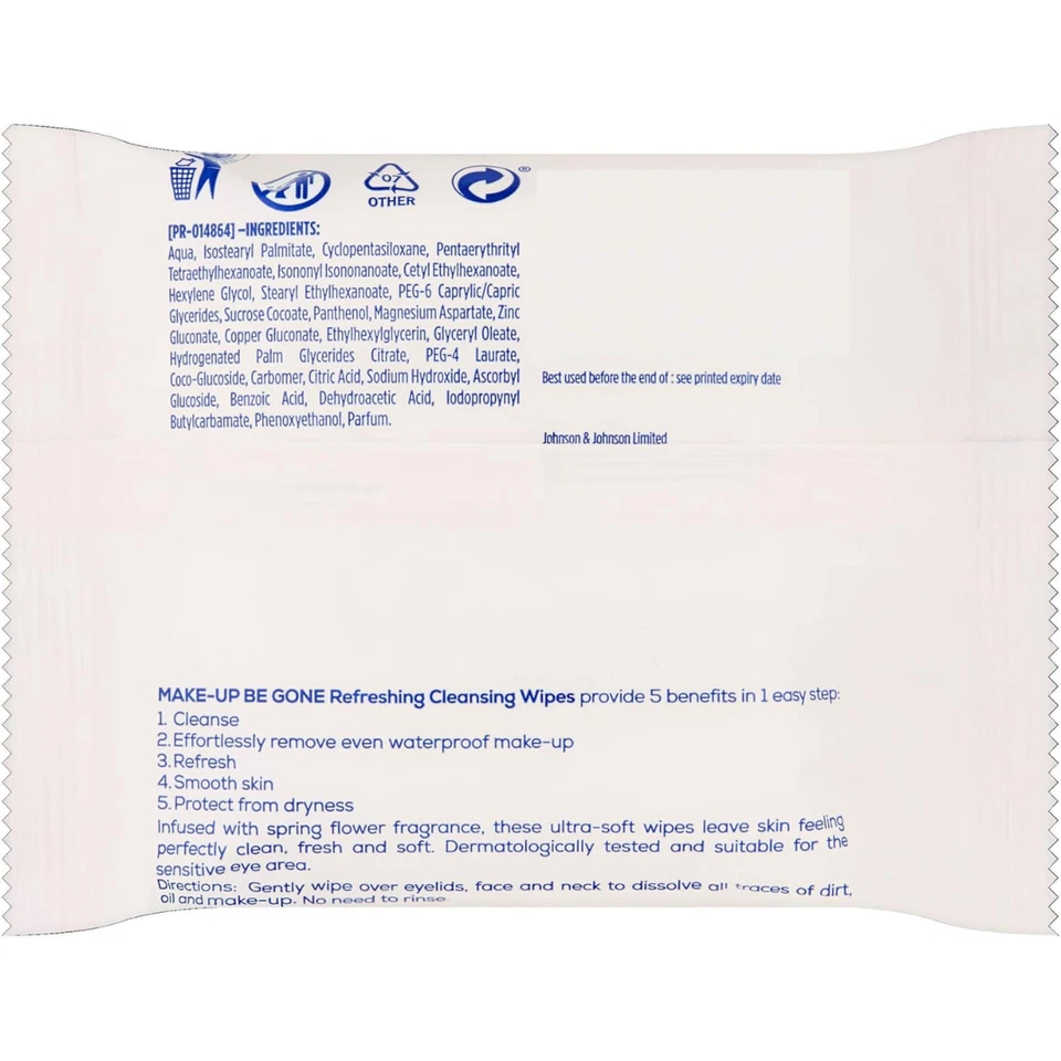 Johnson'S Face Care Make up Be Gone Refreshing Wipes - Pack of 125 - Image 2 of 4