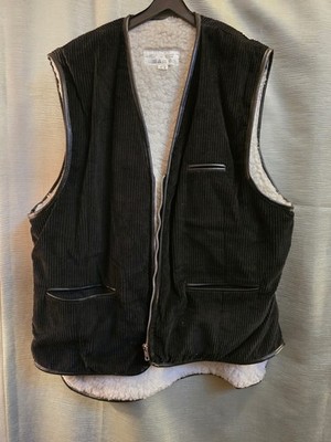 Cordweste Lammfelloptik Gr. 54/56 schwarz Teddyfutter Herren Weste gefüttert