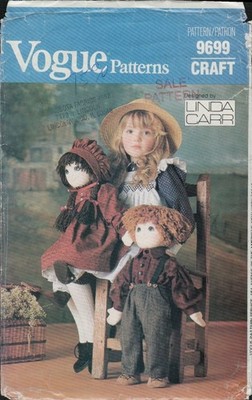 Vogue 9699 624 Pattern 22 In Girl & Boy Rag Dolls Prairie Clothes Linda Carr UC