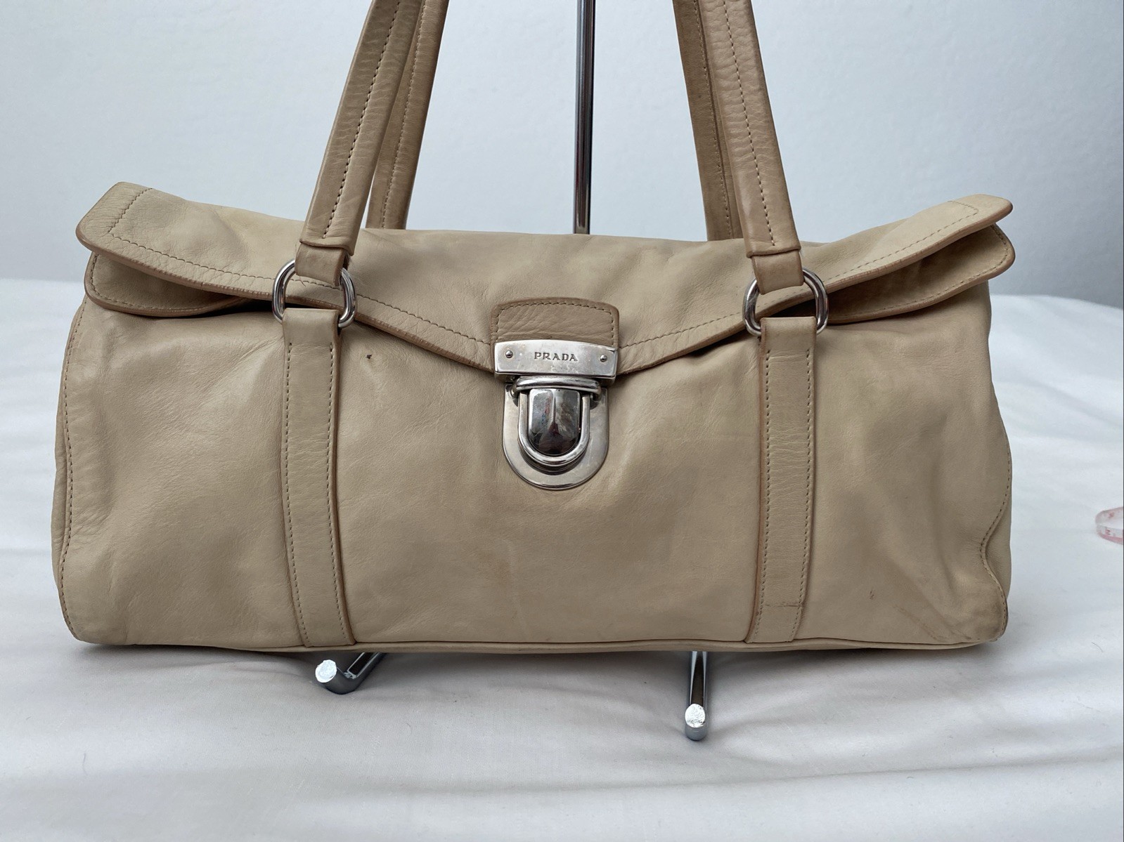 Prada Authentic Easy Fold Over Pushlock Satchel i… - image 6