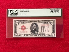 FR-1529 KEY 1928 D Series $5 Red Seal US Legal Tender Note *PCGS 58 PPQ Ch AU*