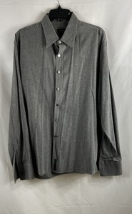 Vintage 90s Versace Classic V2 Men's Gray Snap Front Button Up Shirt Sz 44