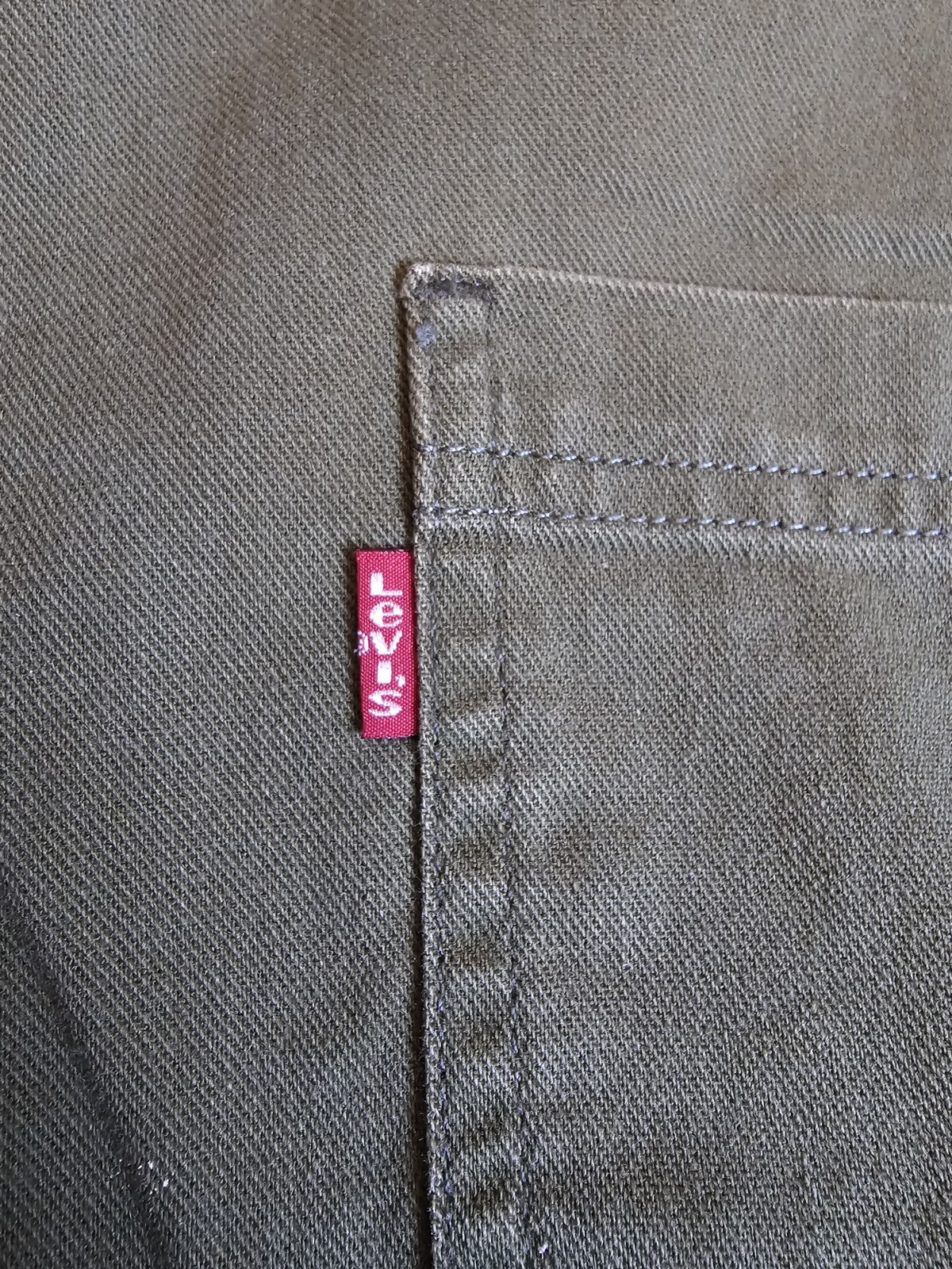 VTG Levi's Mens Shirt Large Green Olive Twill Canvas Work Loose Fit Button Up image 3