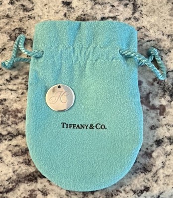 Tiffany & Co. Noten Anfangsbuchstabe K Scheibe Anhänger Silber beidseitig graviert