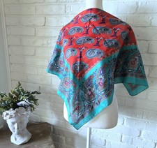 Vtg Silk Cotton Paisley Scarf, Floral, Travel, Everyday, Vacation