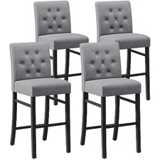30" Counter Height Bar Stools set of 4 with Back Fabric Modern Bar Cha