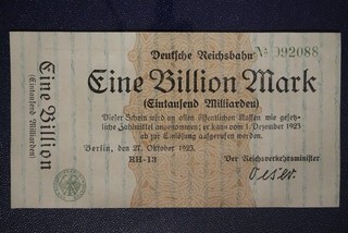 1 Billion Mark 27.10.1923 Berlin | Deutsche Reichsbahn