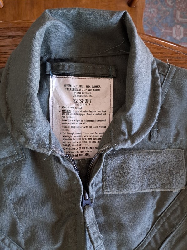 Flyers Coveralls Naval Navy Flight Suit Men Fire Resistant Green Size 32 S Short